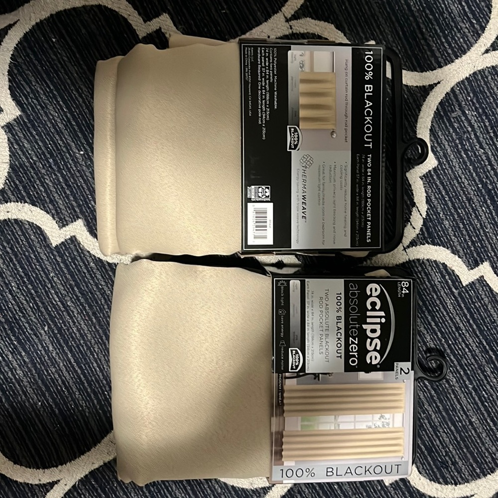 Eclipse absolute Zero 100% blackout curtains. 84 in length BNIB